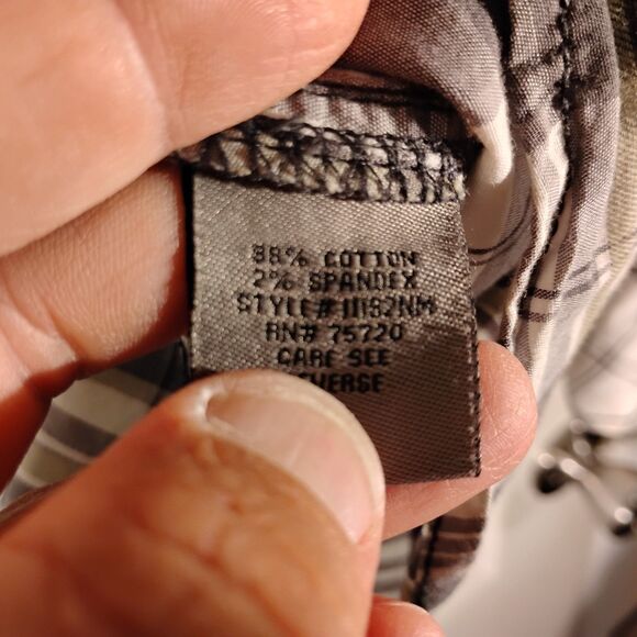 BKE Buckle pearl snap shirt mens XL XLarge grayplaid slim fit stretch western - Picture 7 of 8